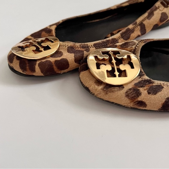 Tory Burch Cheetah Ballet Flats Reva cow hair animal print 7.5 made in Brazil - Picture 3 of 16